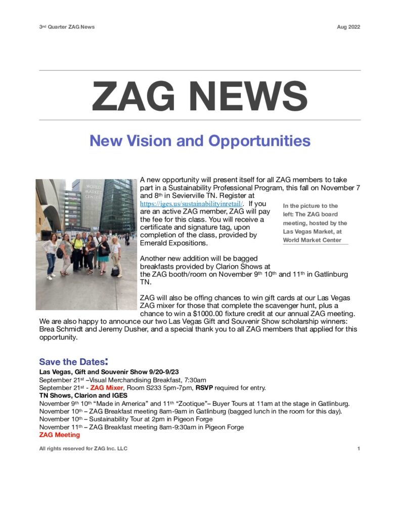 ZAG newsletter AUG 22